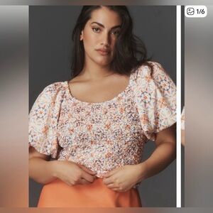 Anthropologie Dolan Off-The-Shoulder Textured Puff Sleeve Top, Size XS